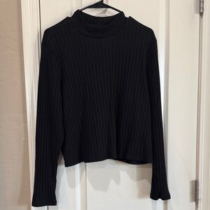 Old Navy Black Ribbed Long Sleeve Top / M53